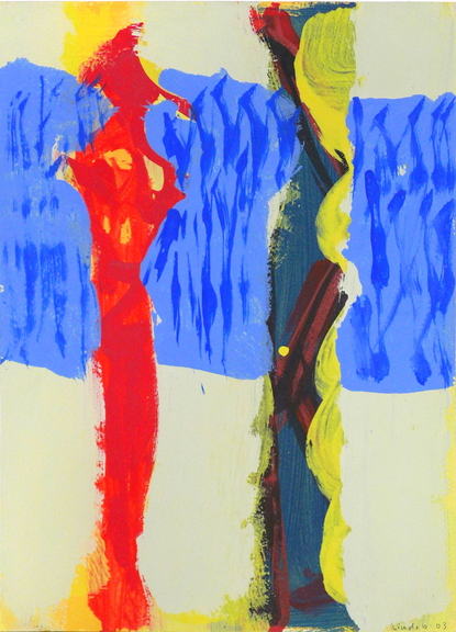 Linde Bischof, Figuren am Meer, Mischtechnik, 2003